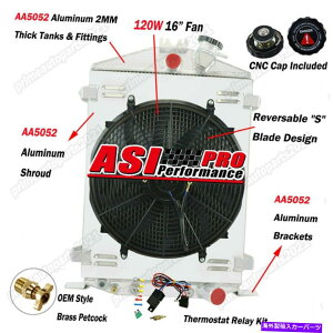 Radiator 4��A���~�j�E�����W�G�[�^�[+�V�����E�h�t�@���t�B�b�g1932�t�H�[�h���f��B�O�����V�F���V�F�r�[v8 4 Row ALUMINUM RADIATOR+SHROUD FAN Fits 1932 FORD MODEL B GRILL SHELLS CHEVY V8�y���s�A���i�z