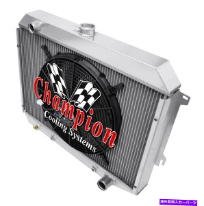 Radiator 1970-1974 Dodge Challenger- 16�C���`�̃t�@���ƃ`�����s�I��4��A���~�j�E�����W�G�[�^�[ 1970 - 1974 Dodge Challenger - Champion 4 Row Aluminum Radiator with a 16in Fan