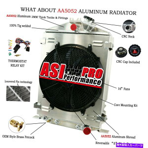 Radiator 4��A���~�j�E�����W�G�[�^�[ +�V�����E�h�t�@���t�B�b�g1932�t�H�[�h���f��B�O�����V�F���V�F�r�[v8 4 ROW ALUMINUM RADIATOR +SHROUD FAN fit 1932 FORD MODEL B GRILL SHELLS CHEVY V8�y���s�A���i�z