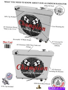 Radiator 1963-1966 GMC K10 K20 2��A���~�j�E��DR���W�G�[�^�[1 x 16 �t�@���V�����E�h�R���{ 1963 - 1966 GMC K10 K20 2 Row Aluminum DR Radiator 1 x 16 Fan Shroud Combo�y���s�A���i�z