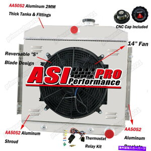 Radiator 4��A���~�j�E�����W�G�[�^�[+�V�����E�h�t�@��+�����[�ɓK������1955-1957�V�{���[�x���G�A�x���A 4 Row Aluminum Radiator+Shroud Fan+Relay Fits 1955-1957 Chevy Bel Air Belair�y���s�A���i�z