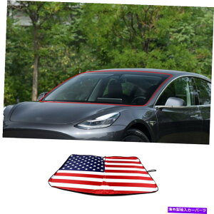 TVF[h AJSUVJ[tgKXÃeXf3 Y S X̃Jo[ American Flag SUV Car Windshield Sun Shade Cover For Tesla Model 3 Y S X