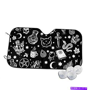 TVF[h XJLbg[SVbNfUCJ[tgKXTVF[hJ[EBhEVfJ[ACC ... Skull Cat Moon Gothic Design Car Windshield Sun Shade Car Window ShadeCar Acc...