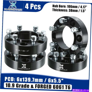 Xy[T[ 4PCS 6x5.5 "1.5 ''NTXpg^p̌zC[Xy[T[A_v^[ubN 4pcs 6x5.5" 1.5'' Thickness Wheel Spacer Adapter Black for Toyota for Lexus