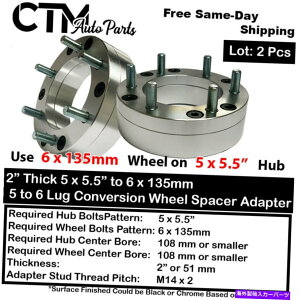Xy[T[ 2x 2 "5x5.5?6x135 108mm{AϊzC[Xy[T[A_v^[tBbg12x1.5X^bh 2x 2" 5x5.5 to 6x135 108mm Bore Conversion Wheel Spacer Adapter Fit 12x1.5 studs