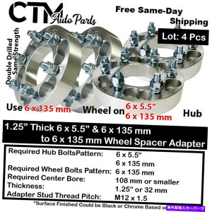 Xy[T[ 4x 1.25 "6x5.5i6x139.7j6x1356x135zC[Xy[T[A_v^[12x1.5X^bh 4x 1.25" Thick 6x5.5(6x139.7) & 6x135 to 6x135 Wheel Spacer Adapter 12x1.5 Studs