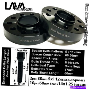 Xy[T[ 2PC 30mm5x112 66.56mm C.BzC[Xy[T[+10 14x1.25{gtBbgBMW~jf 2PC 30MM THICK 5X112 66.56MM C.B WHEEL SPACER+10 14X1.25 BOLT FIT BMW MINI MODEL