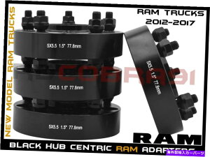 �X�y�[�T�[ 4 PC RAM 1500 1.5 "���̍����n�u���S�z�C�[���X�y�[�T�[5x5.5"�A�_�v�^�[77.8mm 4 Pc Ram 1500 1.5" Thick Black Hub Centric Wheel Spacers 5x5.5" Adapters 77.8mm