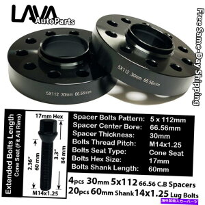 Xy[T[ 4PC 30mm5x112 66.56mm C.BzC[Xy[T[+20 14x1.25{gtBbgBMW~jf 4PC 30MM THICK 5X112 66.56MM C.B WHEEL SPACER+20 14X1.25 BOLT FIT BMW MINI MODEL