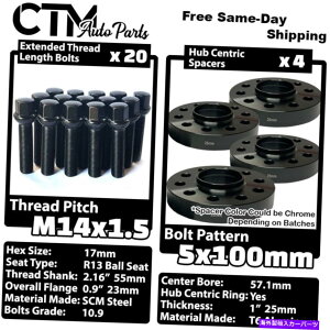 �X�y�[�T�[ 4x 25mm��5x100 57.1mm C.B�z�C�[���X�y�[�T�[�u���b�N14x1.5�{���g|�t�H���N�X���[�Q���A�E�f�B 4x 25mm Thick 5x100 57.1mm C.B Wheel Spacer Black 14x1.5 Bolt | Volkswagen Audi