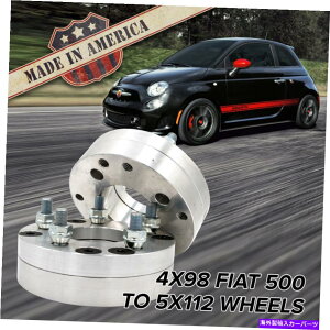 Xy[T[ X2 USA MADE | 4x98?5x112i4OtBAbg500j|zC[A_v^[ / 1.75 "Xy[T[ x2 USA MADE | 4x98 to 5x112 (4 Lug Fiat 500) | Wheel Adapters / 1.75" Spacers