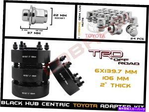 Xy[T[ g^2 "^R}4i[ubNnuSzC[Xy[T[ + 24N}OOibg Toyota 2" Tacoma 4Runner Black Hub Centric Wheel Spacers + 24 Chrome Mag Lug Nut