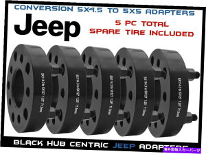 �X�y�[�T�[ 5�W�[�v�n�u���S�u���b�N�A�_�v�^�[5x4.5?5x5�����O���[JK����TJ�܂���YJ 5 JEEP HUB CENTRIC BLACK ADAPTERS 5x4.5 to 5x5 WRANGLER JK RIMS ON A TJ OR YJ�y���s�A���i�z