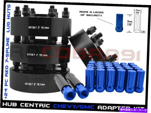 �X�y�[�T�[ 4pc 3 8x6.5 14x1.5 4 Pc Chevy Gmc 6x5.5 Black Hub Centric Wheel Spacers 2 + Blue Spline Lug Nuts�y���s�A���i�z