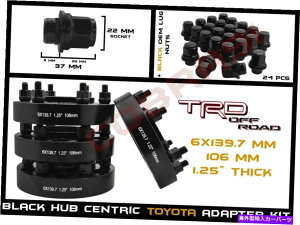 Xy[T[ 4g^6x5.5 "1.25"ubNnuSzC[Xy[T[ + 24pcubN}OOibg 4 Toyota 6x5.5" 1.25" Black Hub Centric Wheel Spacers + 24pc Black Mag Lug Nuts