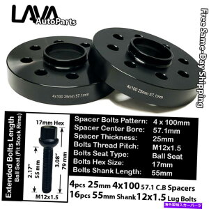 Xy[T[ 4pc 25mm4x100 57.1mm C.BzC[Xy[T[+12x1.5{gtBbgtHNX[QȂ 4PC 25MM THICK 4X100 57.1MM C.B WHEEL SPACER+12X1.5 BOLT FIT VOLKSWAGEN AND MORE