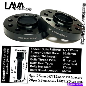 Xy[T[ 4PC 25mm5x112 66.56mm C.BzC[Xy[T[+20 14x1.25{gtBbgBMW~jf 4PC 25MM THICK 5X112 66.56MM C.B WHEEL SPACER+20 14X1.25 BOLT FIT BMW MINI MODEL