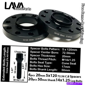 Xy[T[ 4PC 20mm5x120 72.56mm C.BzC[Xy[T[+20 14x1.25{gtBbgBMW~jf 4PC 20MM THICK 5X120 72.56MM C.B WHEEL SPACER+20 14X1.25 BOLT FIT BMW MINI MODEL