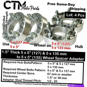 �X�y�[�T�[ 4x 1.5 ����5x5�i5x127mm�j�z�C�[���X�y�[�T�[�A�_�v�^�[�t�B�b�g�W�[�v�V�{���[�L���f���b�N + 4x 1.5 Thick 5x5(5x127mm) Wheel Spacer Adapter Fit Jeep Chevy Cadillac & More�y���s�A���i�z