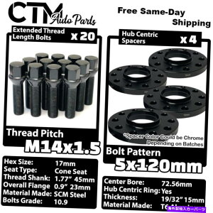 �X�y�[�T�[ 4x 15mm��5x120 72.56mm C.B�z�C�[���X�y�[�T�[�u���b�N�{���g14x1.5 BMW X3 X5 + 4x 15mm Thick 5x120 72.56mm C.B Wheel Spacer Black Bolt 14x1.5 BMW X3 X5 & More�y���s�A���i�z