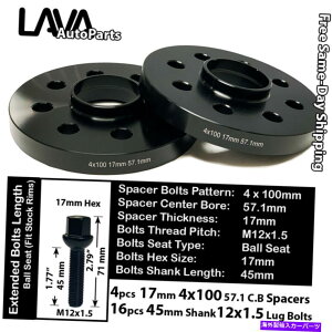 Xy[T[ 4pc 17mm4x100 57.1mm C.BzC[Xy[T[+12x1.5{gtBbgtHNX[QȂ 4PC 17MM THICK 4X100 57.1MM C.B WHEEL SPACER+12X1.5 BOLT FIT VOLKSWAGEN AND MORE