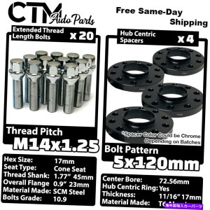 �X�y�[�T�[ 4x 17mm��5x120 72.56mm CB�z�C�[���X�y�[�T�[�L�b�g�t���N�����{���g14x1.25�t�B�b�gBMW 4x 17mm Thick 5x120 72.56mm CB Wheel Spacer Kit With Chrome Bolt 14x1.25 Fit BMW