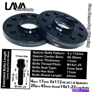 Xy[T[ 4PC 17mm5x112 66.56mm C.BzC[Xy[T[+20 14x1.25{gtBbgBMW~jf 4PC 17MM THICK 5X112 66.56MM C.B WHEEL SPACER+20 14X1.25 BOLT FIT BMW MINI MODEL
