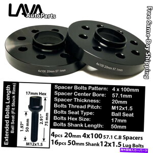 Xy[T[ 4pc 20mm4x100 57.1mm C.BzC[Xy[T[+12x1.5{gtBbgtHNX[QȂ 4PC 20MM THICK 4X100 57.1MM C.B WHEEL SPACER+12X1.5 BOLT FIT VOLKSWAGEN AND MORE