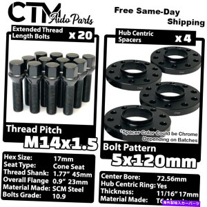 �X�y�[�T�[ 4x 17mm��5x120 72.56mm C.B�z�C�[���X�y�[�T�[�u���b�N�{���g14x1.5 BMW X3 X5 + 4x 17mm Thick 5x120 72.56mm C.B Wheel Spacer Black Bolt 14x1.5 BMW X3 X5 & More�y���s�A���i�z