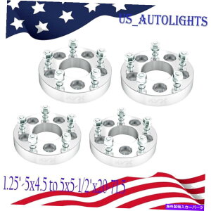 �X�y�[�T�[ 4PC 1.25 "5x4.5?5x5�z�C�[���X�y�[�T�[�A�_�v�^�[1/2" x20 Jeep JK TJ YJ KK�p�X�^�b�h 4PC 1.25" 5x4.5 to 5x5 Wheel Spacers Adapters 1/2"x20 Studs for Jeep JK TJ YJ KK