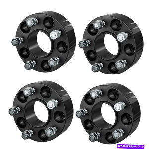 �X�y�[�T�[ 4PCS 2 "5x4.5�n�u�Z���g���b�N�u���b�N�z�C�[���X�y�[�T�[�A�_�v�^�[1/2"�W�[�v5���O�p�X�^�b�h 4PCS 2" 5x4.5 Hubcentric Black Wheel Spacers Adapters 1/2" Studs For Jeep 5 Lug