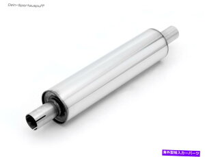 マフラー ユニバーサルサイレンサーステンレス鋼ラウンド100mm +コネクタL:420mm in/out 76mm- Universal Silencer Stainless Steel Round 100mm + Connector L: 420mm in/out 76mm-
