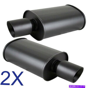 �}�t���[ 2x�u���b�N�X�p�����b�N�r�C�ȉ~�`�̃}�t���[�_�u���E�H�[��3.5 BMW�̃X�����g�`�b�v 2X Black Spun-locked Exhaust Oval Muffler Double Wall 3.5 Slant Tip for BMW�y���s�A���i�z