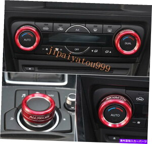 trim panel }c_CX-3 CX3 2016-2017bhA~jEGAR{^OOg3PCS For Mazda CX-3 CX3 2016-2017 Red Aluminium Air-Condition Button Ring Trim 3PCS