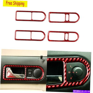 trim panel Ԃ̃hAnhpl Car Door Handle Panel A Trim Carbon Fiber For VW Golf4 GTI Jetta MK4 1999-04 Red