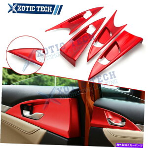 trim panel 4PCSスポーツレッドアブスドアハンドルモールディングカバーデコレーションシビックセダン16-2021のトリム 4Pcs Sport Red ABS Door Handle Moulding Cover Decor Trim For Civic Sedan 16-2021