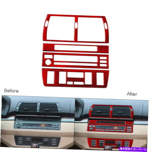 trim panel 4PCS���b�h�J�[�{���t�@�C�o�[�Z���g�����R���\�[��CD AC�X�C�b�`�p�l��BMW X5 2000-06�̃g���� 4Pcs Red Carbon Fiber Central Console CD AC Switch Panel Trim For BMW X5 2000-06�y���s�A���i�z
