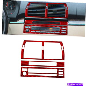 trim panel BMW X5 2000-06���b�h�J�[�{���t�@�C�o�[�R���\�[���G�A�x���g��CD�p�l���J�o�[�g������3PCS 3Pcs For BMW X5 2000-06 Red Carbon Fiber Console Air Vent & CD Panel Cover Trim�y���s�A���i�z