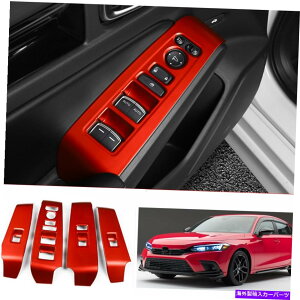 trim panel z_VrbNZ_2022bhEBhEtgplXCb`Jo[g4PCS For Honda Civic Sedan 2022 Red Window lift panel switch cover trim 4pcs