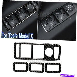 trim panel �e�X�����f��X�p�̖{���̃J�[�{���t�@�C�o�[�E�B���h�E���t�g�X�C�b�`�p�l���J�o�[�g�����X�e�b�J�[ Real Carbon Fiber Window Lift Switch Panel Cover Trim Sticker For Tesla Model X
