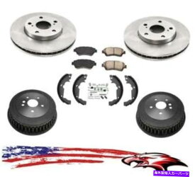 Brake Drum フロントブレーキローターWパッドリアドラムWシーナ用スプリング98-03 Front Brake Rotors w Pads Rear Drums w Shoes & Springs for Toyota Sienna 98-03