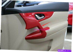 trim panel ���YX-Trail 17-2020�p�̐Ԃ��J�[�{���t�@�C�o�[�X�^�C���̓����h�A�p�l���̑����J�o�[ Red Carbon fiber style Inner Door Panel Decor Cover For Nissan X-TRAIL 17-2020�y���s�A���i�z