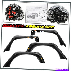 trim panel 07-18�Ƀt�B�b�g���܂��W�[�v�����O���[JK�|�P�b�g���x�b�g�X�^�C���X���[�Y�ȃt�F���_�[�t���AW/LED 4PC Fit For 07-18 Jeep Wrangler JK Pocket Rivet Style Smooth Fender Flares W/LED 4pc�y���s�A���i�z