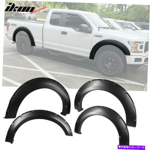 trim panel 18-19�t�H�[�hF150�I�t���[�h�|�P�b�g�X�^�C���t�F���_�[�t���A4pc�X���[�X�u���b�N-PP Fits 18-19 Ford F150 Offroad Pocket Style Fender Flares 4PC Smooth Black - PP�y���s�A���i�z