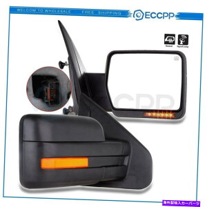 US~[ 07-14 Ford F-150 PowerMLEDMCgr[~[yA For 07-14 Ford F-150 Power Heated LED Signal Light Towing Side View Mirrors Pair