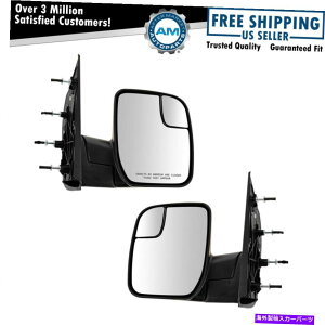 US�~���[ �~���[�}�j���A���C���e�O���[�V�����X�v�^�[�^�[�e�N�X�`���u���b�N�y�A�Z�b�g�t�H�[�hE150 E250 E350 Mirror Manual Integrated Spotter Textured Black Pair Set for Ford E150 E250 E350