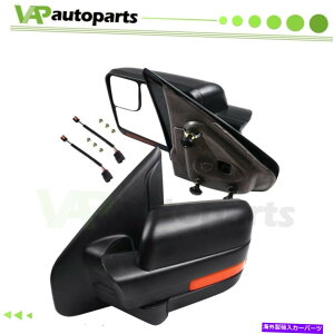 US~[ 04-14tH[hF-150p[+MM܂胉CgTCh~[yA Black For 04-14 Ford F-150 Power+Heated Signal Puddle Light Side Mirrors Pair