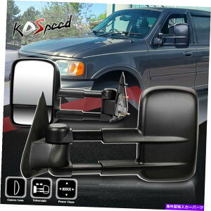US~[ 97-04tH[hF150̃ubNip[+]A[jTChg[CO~[ Black (POWERED ADJUST+TELESCOPIC ARM) Side Towing Mirrors for 97-04 Ford F150