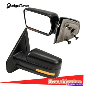 US~[ yAp[MM܂胉CgTChgE~[2007-2014 Ford F-150 Pair Power Heated Signal Puddle Light Side Tow Mirrors For 2007-2014 Ford F-150