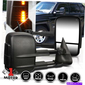 US~[ [yA]p[+Mꂽ]LEDMTCh~[99-02Vo[h [Pair]Power+Heated Telescoping LED Signal Towing Side Mirror for 99-02 Silverado